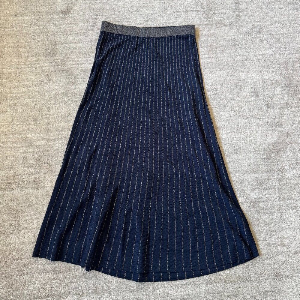Banana Republic Navy Metallic Stripe Maxi Skirt NWT